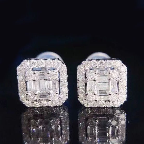 Moissanite Halo Stud Earring