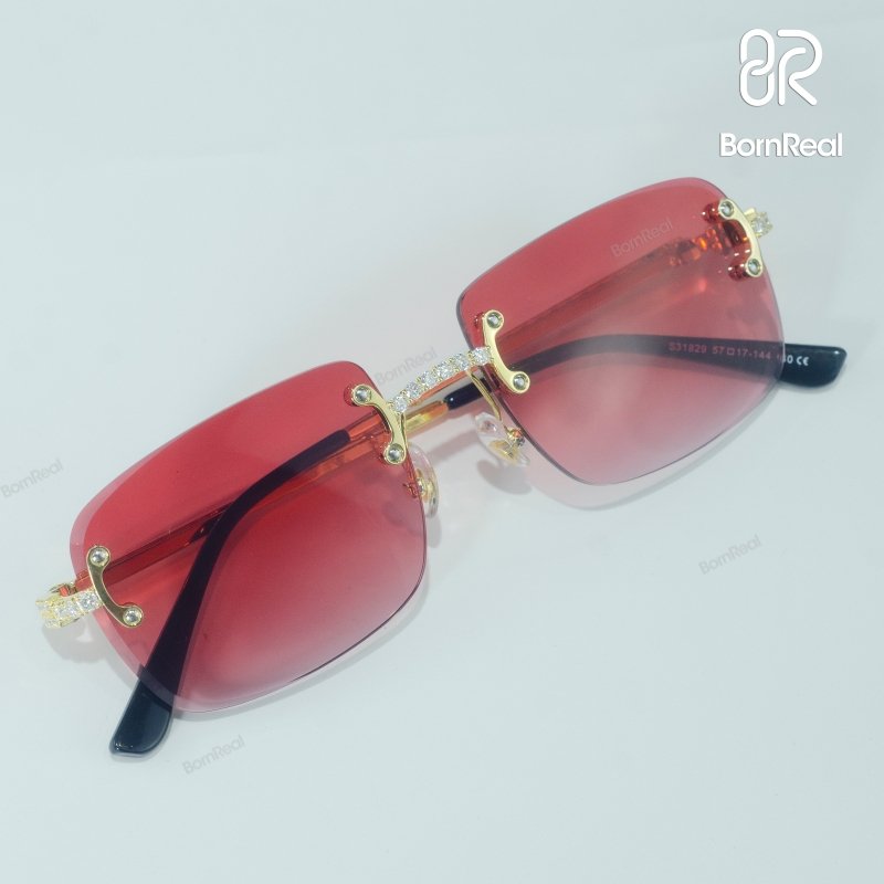 Moissanite Rimless Square Sunglasses 18K Gold