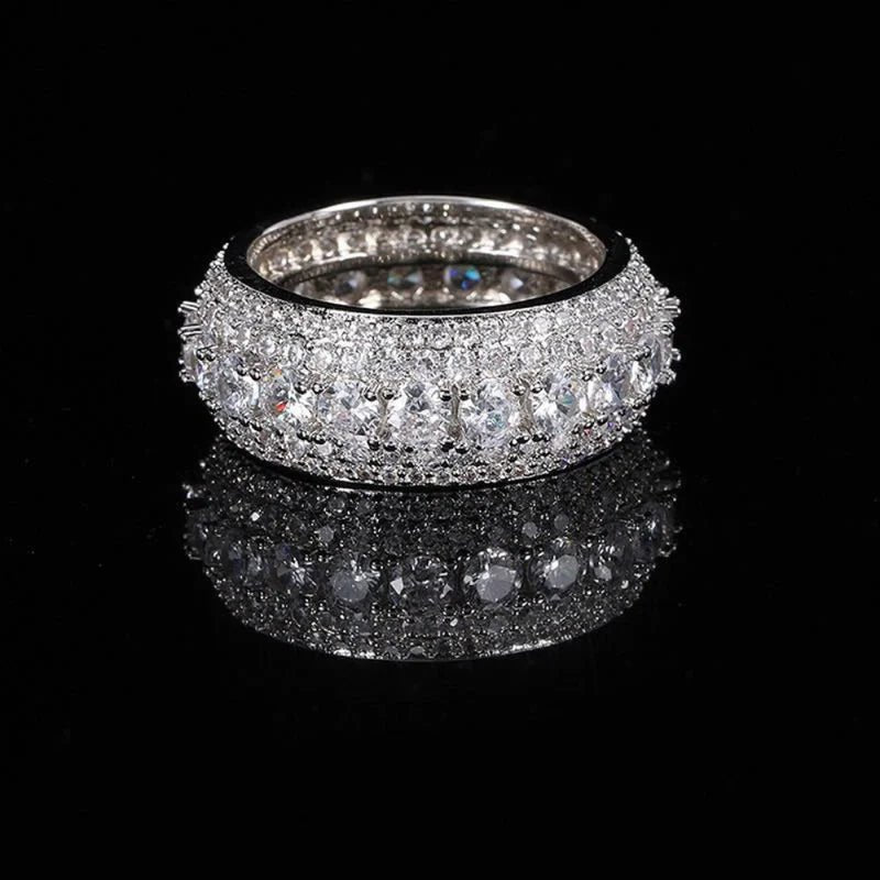 Moissanite Tennis Eternity Band Ring 925 Silver With 18K Gold Plating