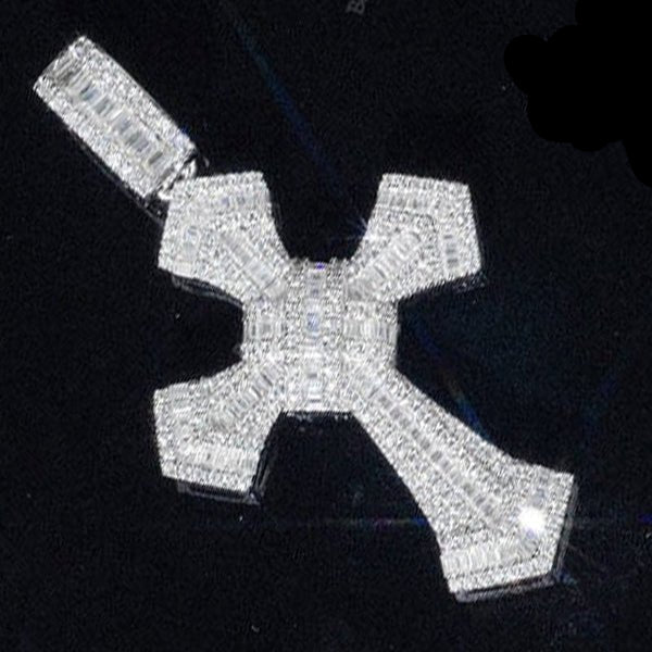 Pass Diamond Tester VVS 925 Moissanite Diamond Iced Out Christian Cross Pendant 1.5“