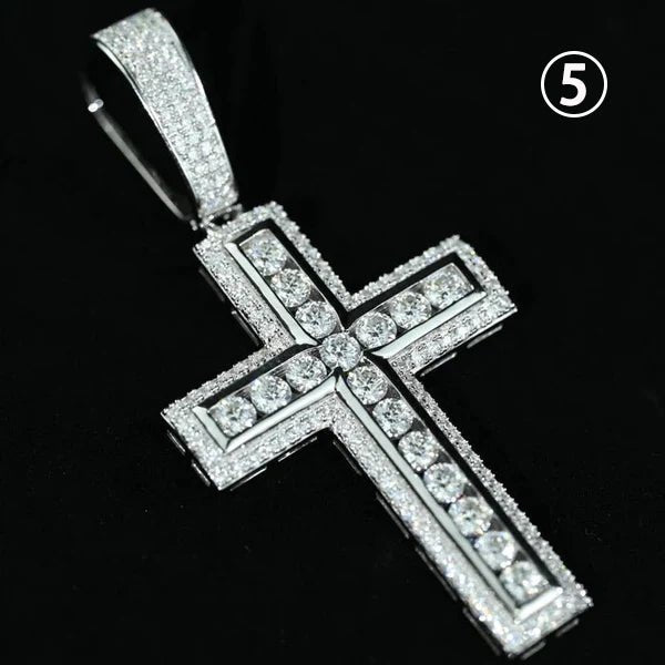 Pass Diamond Tester VVS 925 Moissanite Diamond Iced Out Christian Cross Pendant 1.5“