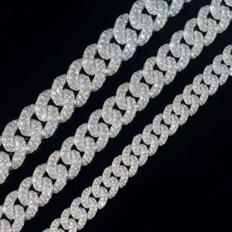 Pass Diamond Tester VVS Moissanite 925 Silver Cuban Link Chain