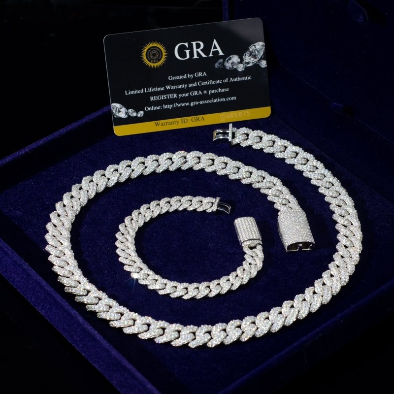 Pass Diamond Tester VVS Moissanite 925 Silver Cuban Link Chain