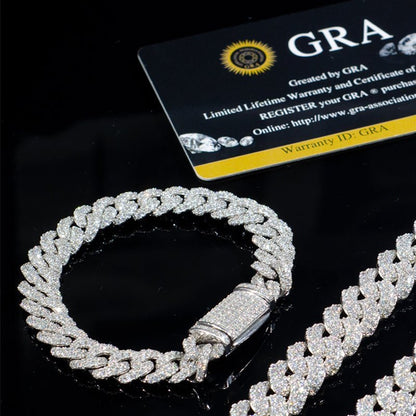 Pass Diamond Tester VVS Moissanite White Gold Iced Out Diamond Cuban Link Bracelet Mens