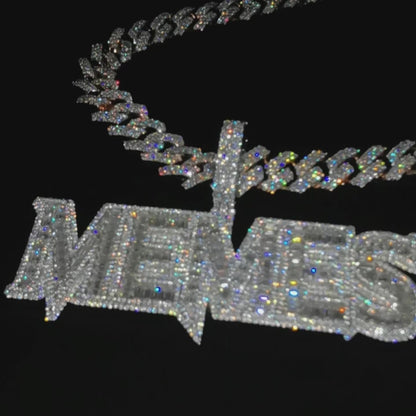 Custom Moissanite Hip Hop Baguette Cut Diamond "MEMES" Letter Pendant Custom 925 Silver 10K/14K/18K Real Gold Diamond Rapper Jewelry
