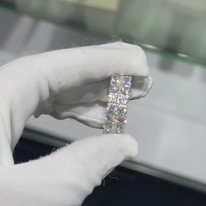 Moissanite Tennis Eternity Band Ring Custom 925 Silver 10K/14K/18K Real Gold Lab Diamond Jewelry