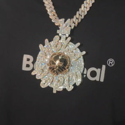 Custom Moissanite 3D Rose Gold Bling Round Hip Hop Logo Pendant Custom 925 Silver 10K/14K/18K Real Gold Diamond Rapper Jewelry