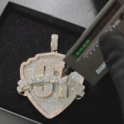 Custom VVS Moissanite Iced Diamond 925 silver Logo Pendant Custom 925 Silver 10K/14K/18K Real Gold Diamond Rapper Jewelry
