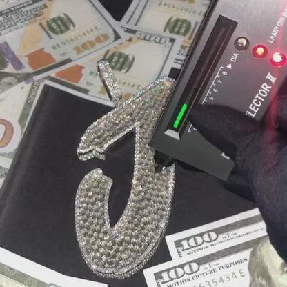 Custom Baguette Moissanite Initial Chain Letter Diamond Pendant Custom 925 Silver 10K/14K/18K Real Gold Diamond Rapper Jewelry