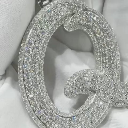 Custom A to Z Initial 925 Silver Moissanite Letter Pendant 2“