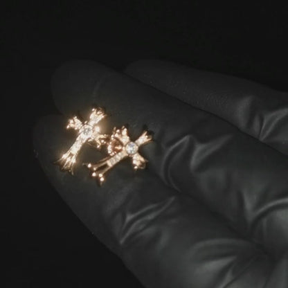 Moissanite Stud Cross Earrings 925 Silver 10K/14K/18K Real Gold Lab Diamond Custom Jewelry