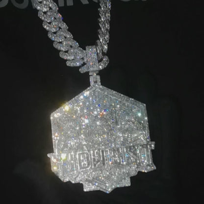 Custom Moissanite Bust Down 925 Silver Iced Diamond Logo Pendant Custom 925 Silver 10K/14K/18K Real Gold Diamond Rapper Jewelry