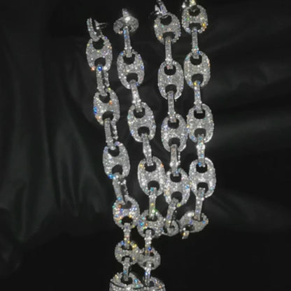 Puffed Mariner Moissanite 925 Silver 8mm Cuban Link Bracelet 10K/14K/18K Real Gold Lab Diamond Custom Hip Hop Jewelry