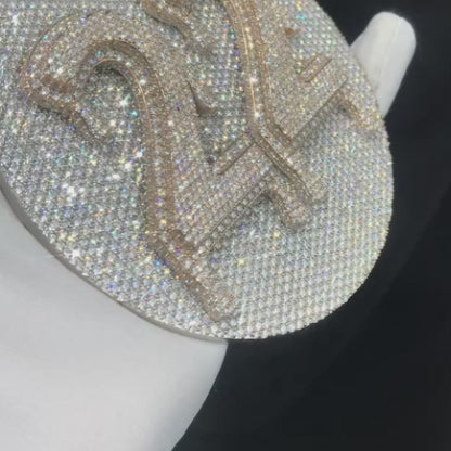 Two Tune Yellow Gold Moissanit Diamond 925 Silver Round 3D '22' Pendant Custom 925 Silver 10K/14K/18K Real Gold Diamond Rapper Jewelry