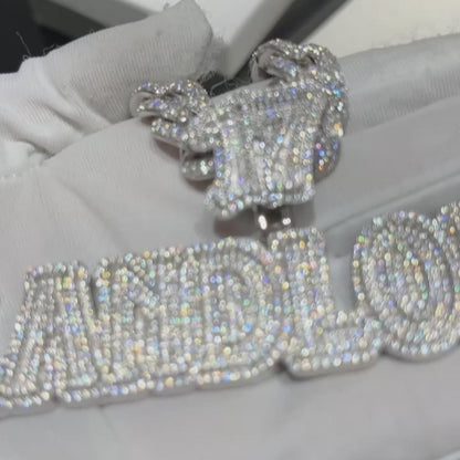 Custom Moissanite Baguette Cut Hip Hop Iced out Landlord Name Pendant Custom 925 Silver 10K/14K/18K Real Gold Diamond Rapper Jewelry