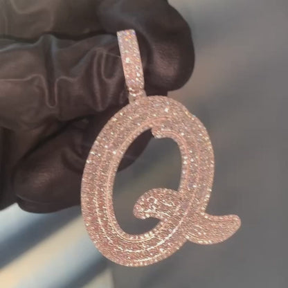 Custom A to Z Initial 925 Silver Moissanite Letter Pendant 2“
