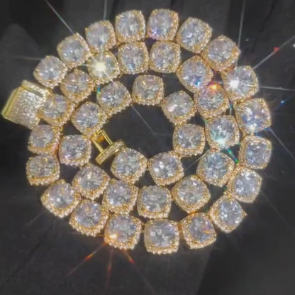 10MM VVS Moissanite Cluster Tennis Chain Custom 925 Silver 10K/14K/18K Real Gold Lab Diamond Rapper Jewelry