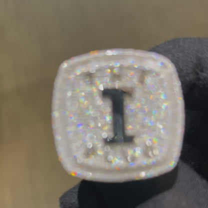 Custom VVS Moissanite Diamond Letter Name Logo Champion Iced Out Hip Hop Ring Custom 925 Silver 10K/14K/18K Real Gold Diamond Rapper Jewelry