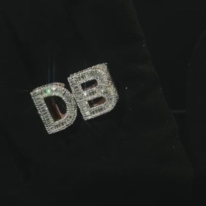 Yellow Gold Baguette Cut Hip Hop Letter VVS Moissanite Diamond Iced Out Ring For Men Custom 925 Silver 10K/14K/18K Real Gold Diamond Rapper Jewelry