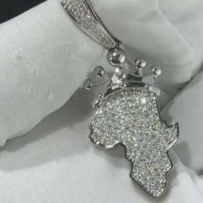 Africa Map D Color Moissanite Diamond 925 Silver Pendant Custom 925 Silver 10K/14K/18K Real Gold Diamond Rapper Jewelry
