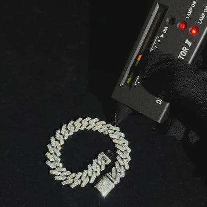 VVS Moissanite Diamond Silver Cuban Link Bracelet 10K/14K/18K Real Gold Lab Diamond Custom Hip Hop Jewelry