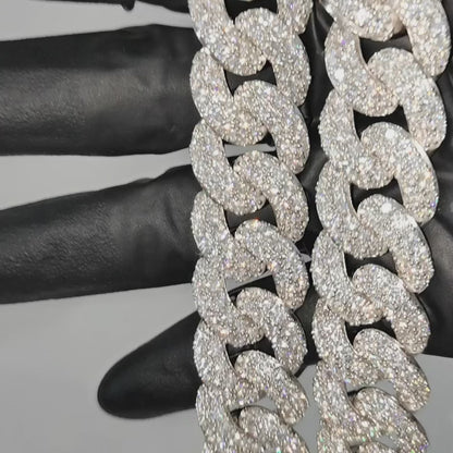 VVS Moissanite 925 Silver Cuban Link Chain 10K/14K/18K Real Gold Lab Diamond Custom Hip Hop Jewelry