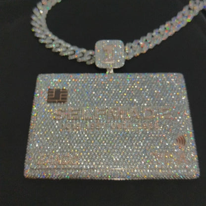 Custom VVS Moissanite Bank Card Credit Card Iced Out Pendant Custom 925 Silver 10K/14K/18K Real Gold Diamond Rapper Jewelry