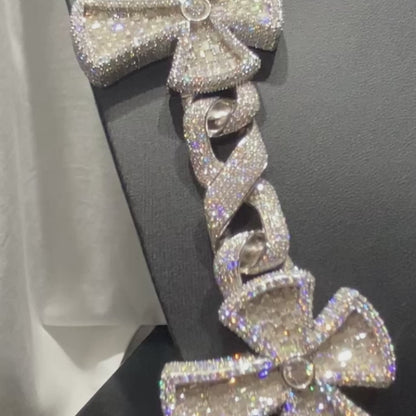 Iced Out 16MM Heavy Baguette Cross Moissanite Cuban Link Rapper Chain 10K/14K/18K Real Gold Lab Diamond Custom Hip Hop Jewelry