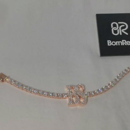 Custom 925 Stering Silver Moissanite Diamond Letter Tennis Bracelet 10K/14K/18K Real Gold Lab Diamond Custom Hip Hop Jewelry