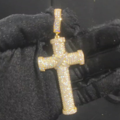 Yellow Gold Baguette Mixed Cross Pendant Moissanite Diamond Custom 925 Silver 10K/14K/18K Real Gold Diamond Rapper Jewelry
