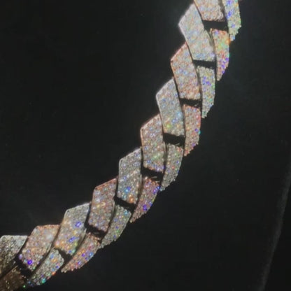 Two Tones VVS Moissanite Diamond 925 Silver Cuban Link Chain 10K/14K/18K Real Gold Lab Diamond Custom Hip Hop Jewelry