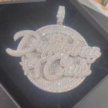Custom Round pendant VVS Moissanite Diamond 925 Silver Custom 925 Silver 10K/14K/18K Real Gold Diamond Rapper Jewelry