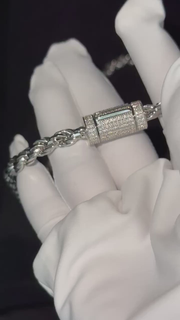925 Sterling Silver Rope Chain with Diamonds and 18K Gold Plated Video