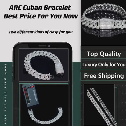 VVS Moissanite White Gold Iced Out Diamond Cuban Link Bracelet 10K/14K/18K Real Gold Lab Diamond Custom Hip Hop Jewelry