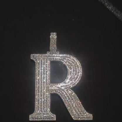 Custom Moissanite Initial A To Z Chain Hip Hop Iced Out Rapper Letter Pendant Custom 925 Silver 10K/14K/18K Real Gold Diamond Rapper Jewelry