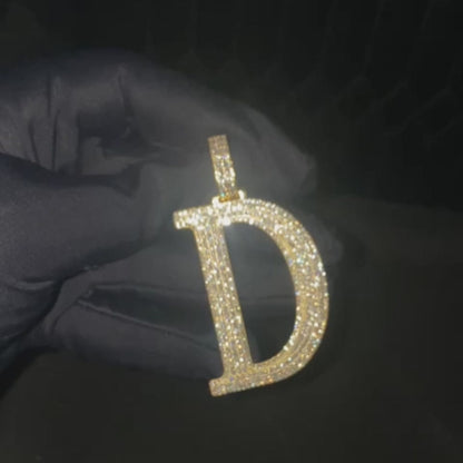 Custom Moissanite Initial A To Z Chain Hip Hop Iced Out Rapper Letter Pendant Custom 925 Silver 10K/14K/18K Real Gold Diamond Rapper Jewelry
