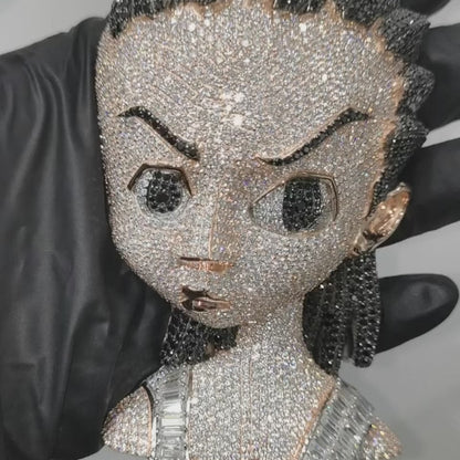 Custom Moissanite Hand Made Face Work Chain Iced Out Hip Hop Pendant For Men Custom 925 Silver 10K/14K/18K Real Gold Diamond Rapper Jewelry