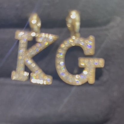 Custom A to Z Initial 925 Silver Moissanite Letter Yellow Gold Pendant Custom 925 Silver 10K/14K/18K Real Gold Diamond Rapper Jewelry