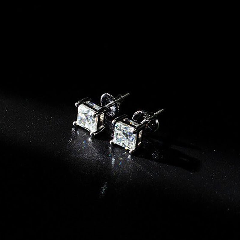 Princess Cut D Color VVS1 Moissanite Diamond Stud Earring For Gift (A Pair)