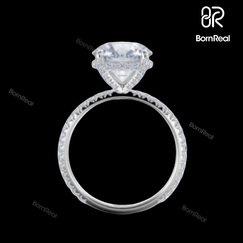 Raised Solitaire Brilliant Cut Moissanite Engagement Ring For Gift