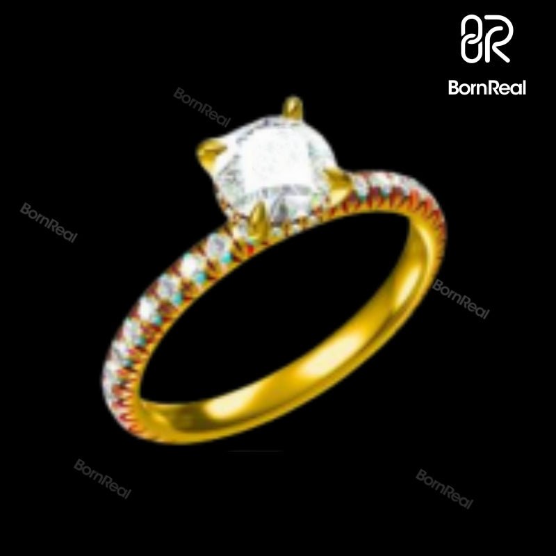 Raised Solitaire Brilliant Cut Moissanite Engagement Ring For Gift