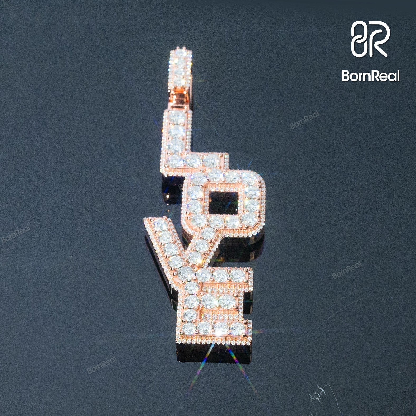 Rose Gold Moissanite Hip Hop Iced Out 'LOVE' Custom Letter Pendant - Custom Silver 10K/14K/18K Real Gold Diamond Rapper Jewelry