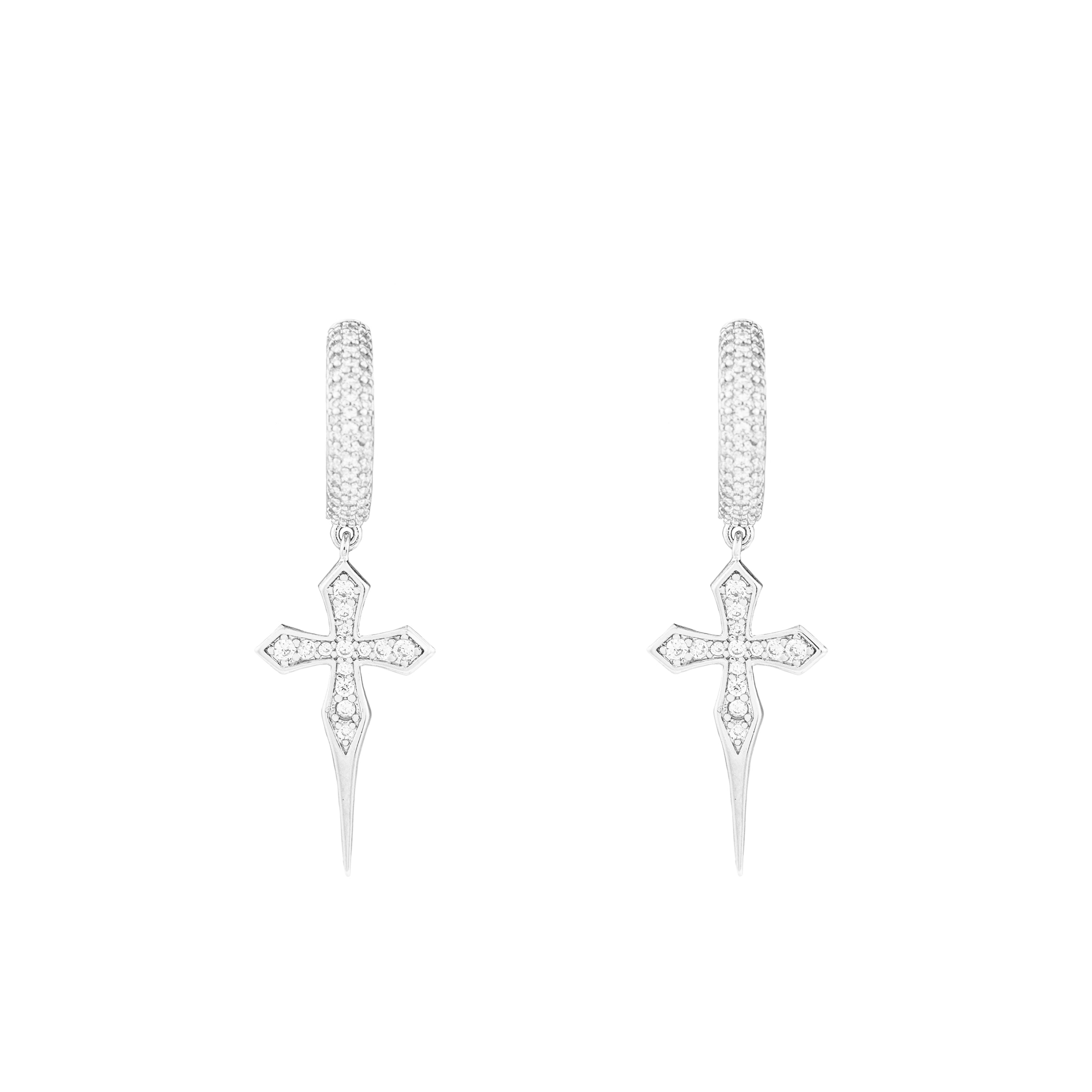 S925 High - Quality VVS Moissanite Pointy Cross Hip - Hop Earrings