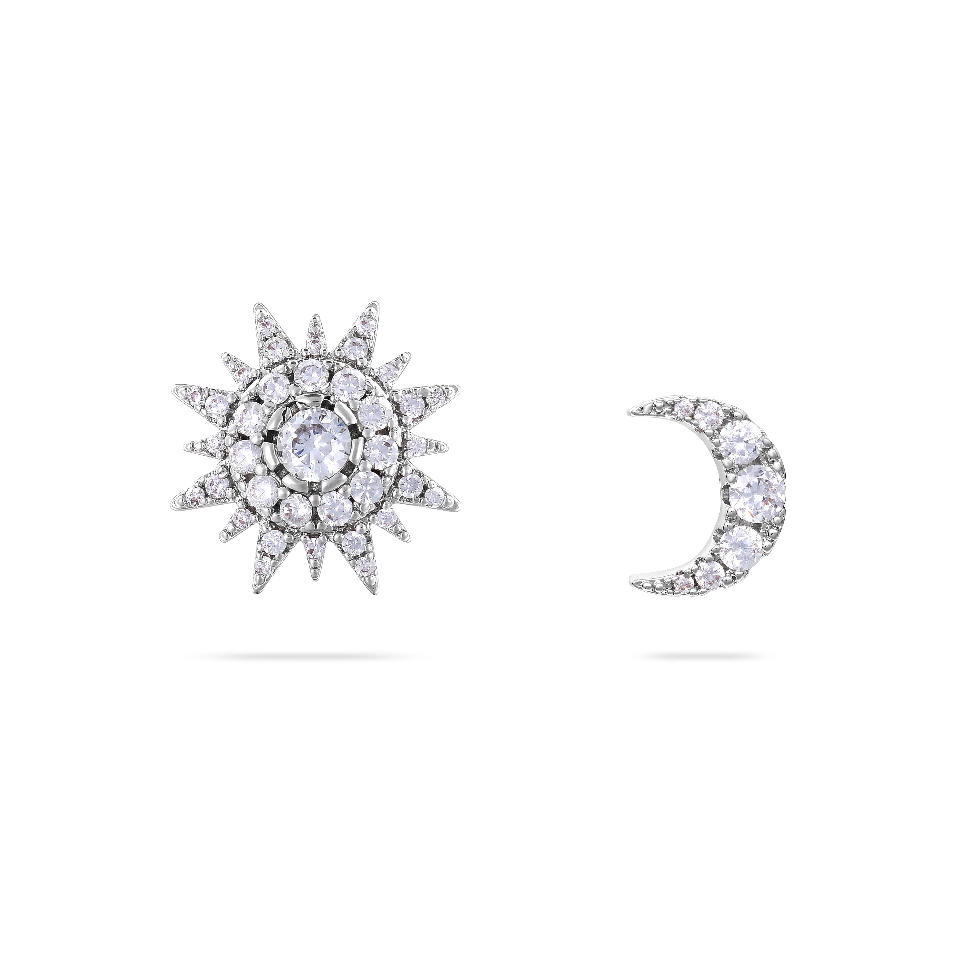 S925 High - Quality VVS Moissanite Sun&Moon Stud Earrings