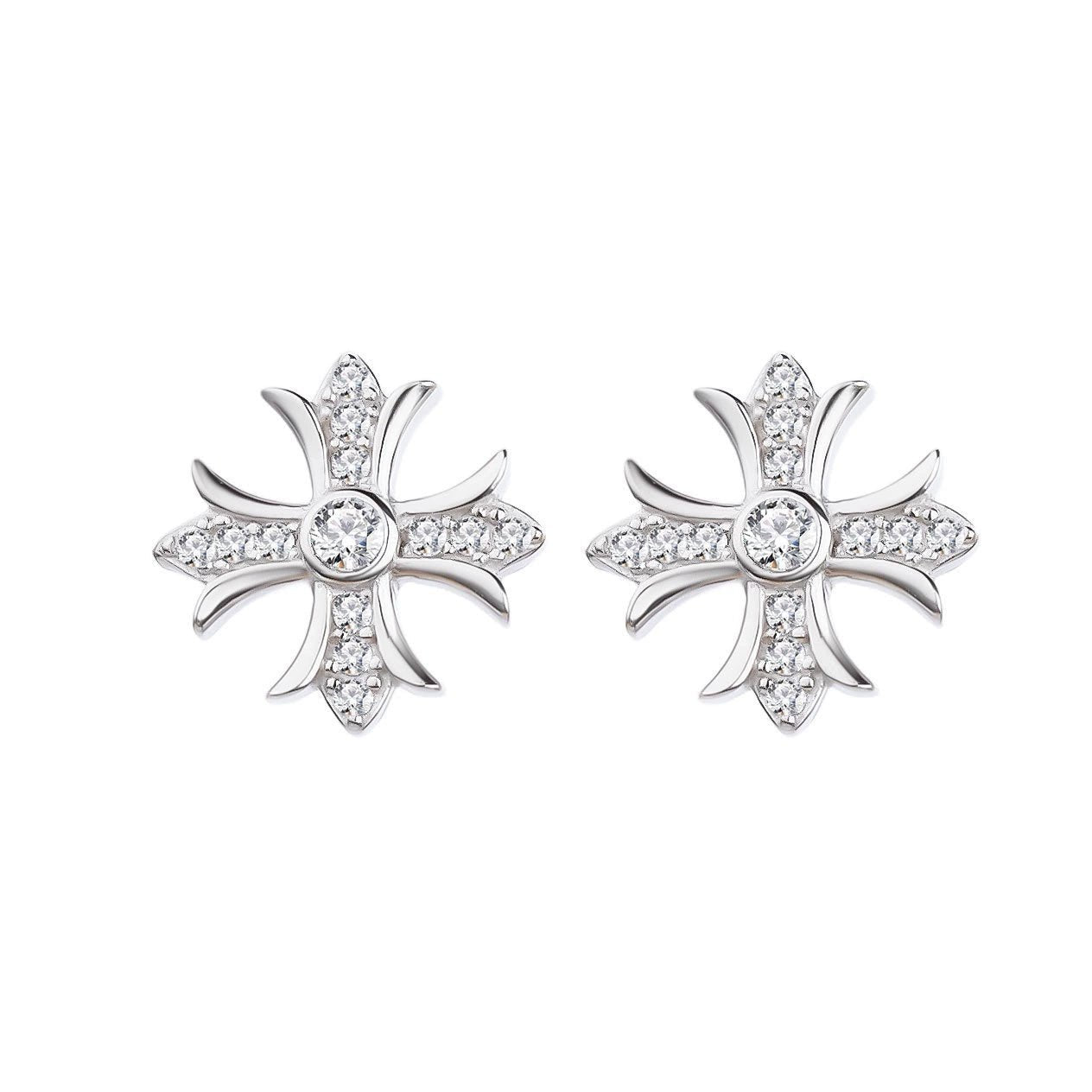 S925 VVS Moissanite Catholic Cross Stud Earrings