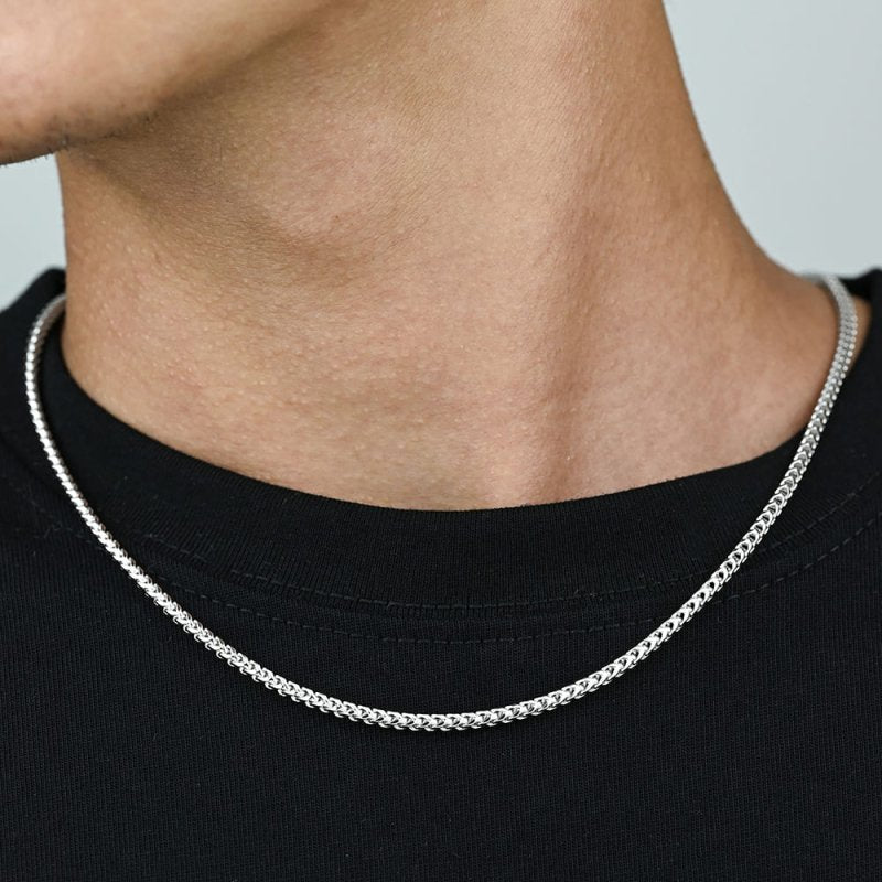 Solid 925 Sterling Silver Franco Chain 2.5mm Hip Hop Mens Necklace