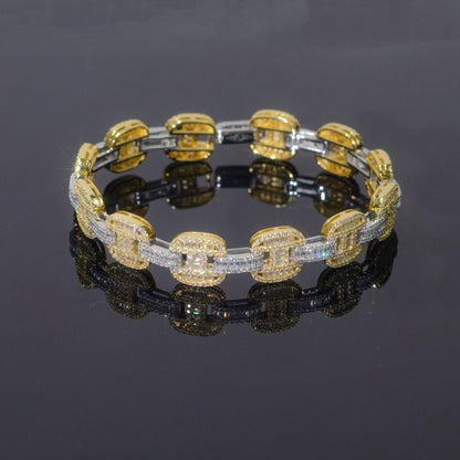 Square Ladder D Color Moissanite Cuban Bracelet