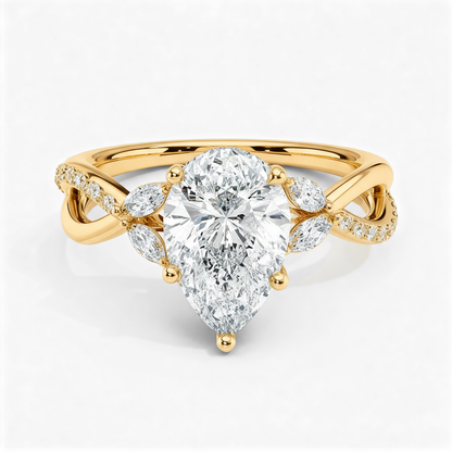 Lab-Grown Diamond Pear Cut Twisted Vine Engagement Ring