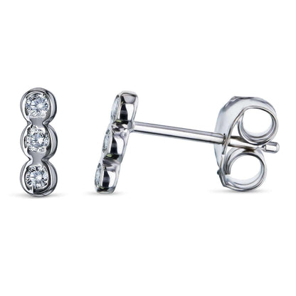 VVS Moissanite Diamond Bezel Set Trio Stud Earrings For Women