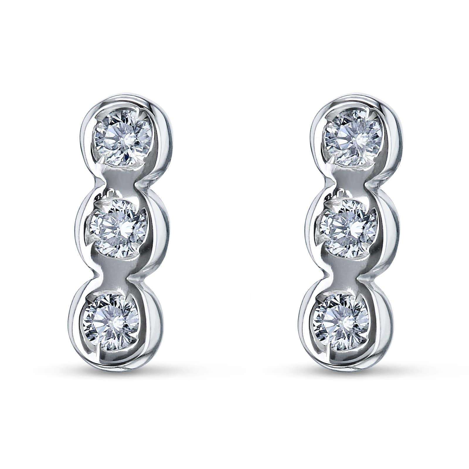 VVS Moissanite Diamond Bezel Set Trio Stud Earrings For Women